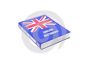 English Dictionary Book 3d Rendering on white