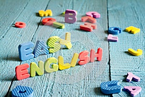 English is easy to learning concept with letters on blue boards