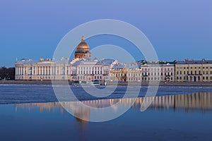 English Embankment and Saint Isaac's Cathedral, St. Petersburg a