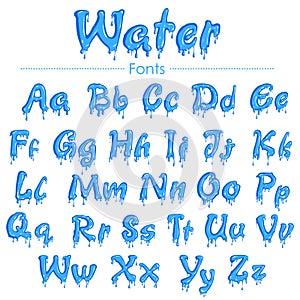 English font in water texture