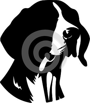 English Foxhound Black Silhouette Generative Ai