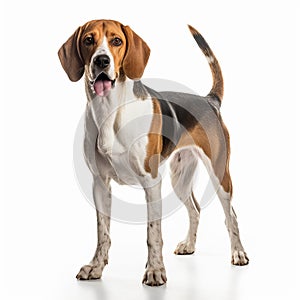 English Foxhound Dog Isolated On White Background Full Body photo