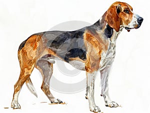 English Foxhound watercolor isolated on white background