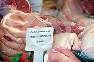 English free range loin pork chops in butcher's