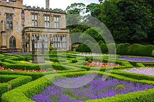 English garden and a house