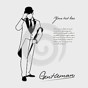 English gentleman with a cane vector illustration