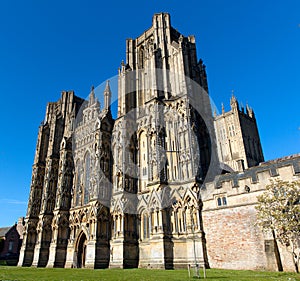 English gothic Cathedral Wells Somerset, England