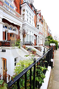 English Homes.Row of Typical English Terraced Houses at London.