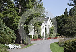 English house in a landscaped summer garden