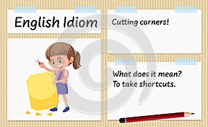 English idiom cutting corners template