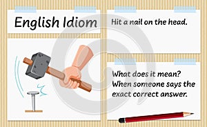 English idiom hit a nail on the head template