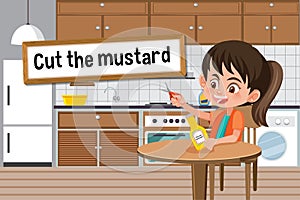 English idiom with picture description for cut the mustard