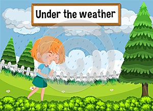 English idiom with picture description for under the weather