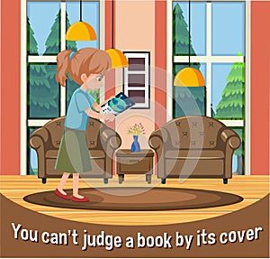 English idiom with picture description for you can`t judge a book by its cover