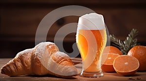 English Ipa With Orange Slices And Croissant A Refreshing Twist