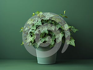 English Ivy in green pot on dark backdrop