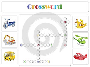 English for kids. Transport crossword