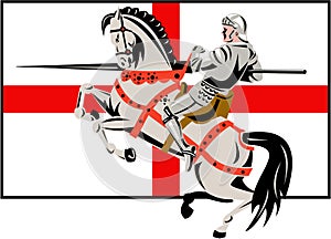 English Knight Lance Horse England Flag Side Retro