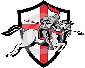 English Knight Riding Horse England Flag Retro