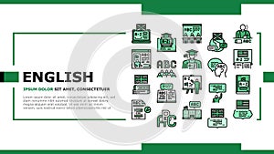 English Language Learn At School Landing Header Vector