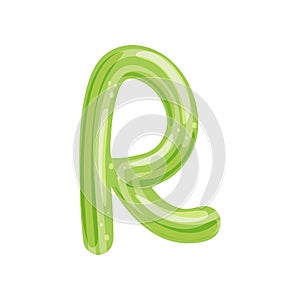 English letter R made of glossy lollipop. Vector illustration on white background.
