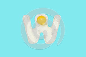 The letter W from a fried egg