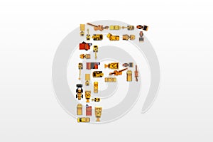 English letters formed by arrangement of Car toy diecast on the