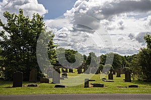 English old graveyard landscape in cloudy day, toxteth park cemetery, view of old cemetery park Liverpool
