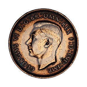 An english one farthing coin from 1943