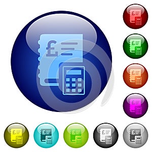 English Pound ledger color glass buttons photo