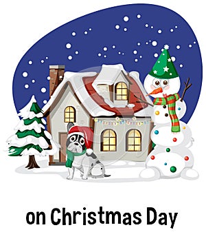 English prepositions of time with Christmas scene