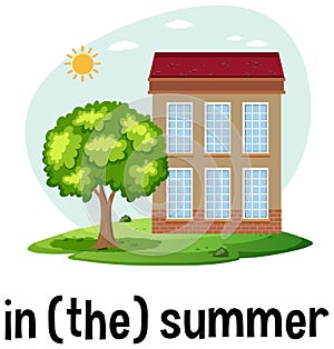 English prepositions of time with summer scene