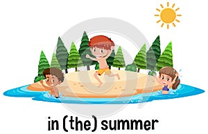 English prepositions of time with Summer scene