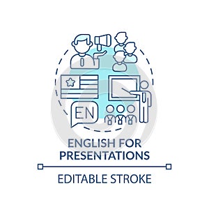 English for presentations concept icon