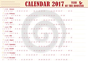 English printable Organizer planner, Calendar 2017.