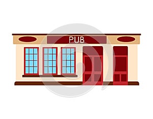 English pub bar icon. Facade of building. Vector flat illustration