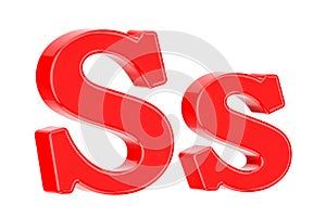 English red letter S with serifs, 3D rendering