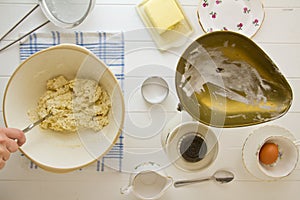 English Scones ingredients, mixing dough