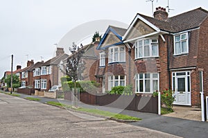 English street of semi & detached houses photo