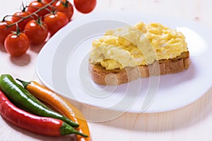 English style scrambled eggs on toast