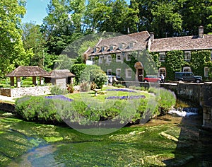 English Summer in the cotswold village Bibury, Gloucestershire, England.