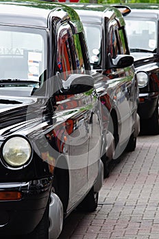 English Taxis Lined Up On