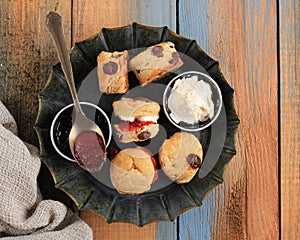 English Tea Fresh Homemade Scones with Clotted Cream and Jam