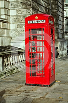 English Telephone Box in Whitehall, City of London