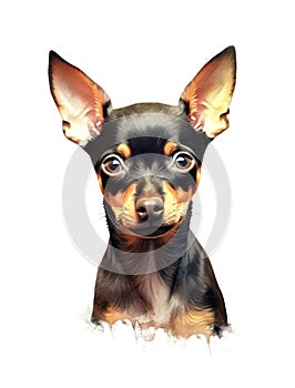 English Toy Terrier dog on white background.