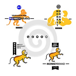 English translate hieroglyph Monkey. Business Logotype Set Templ