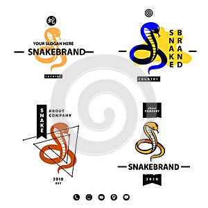 English translate hieroglyph Snake. Business Logotype Set Templa