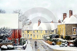 English village Christmas card scene