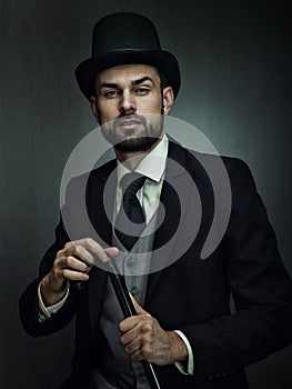 Englishman detective. Male portrait