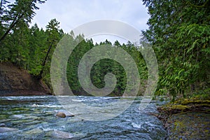 Englishman River Falls upper waterfalls section located in Vancouver Island, BC